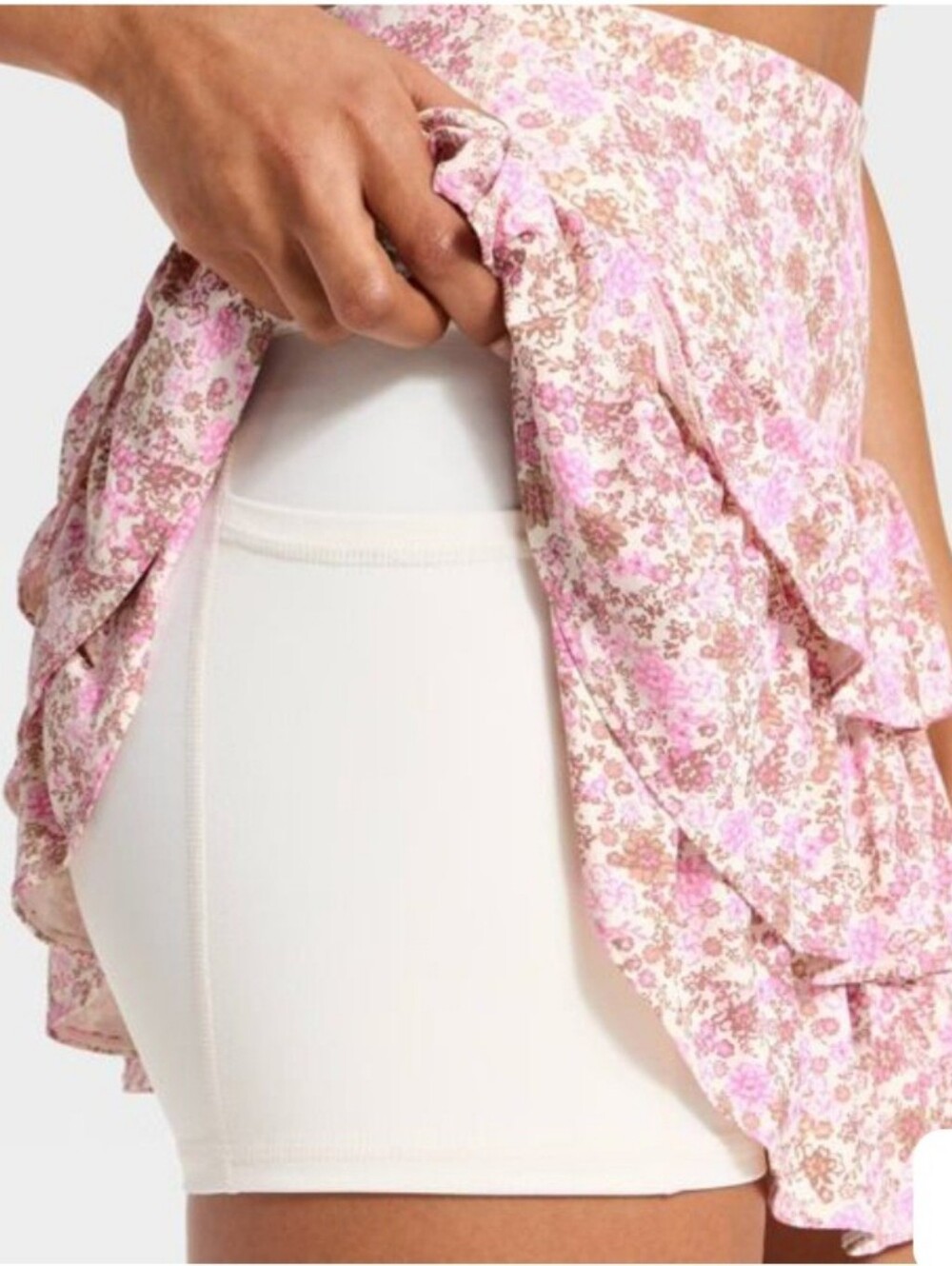 JoyLab Women's Layered Ruffle Skort, M- Pink Floral - Picture 4 of 4